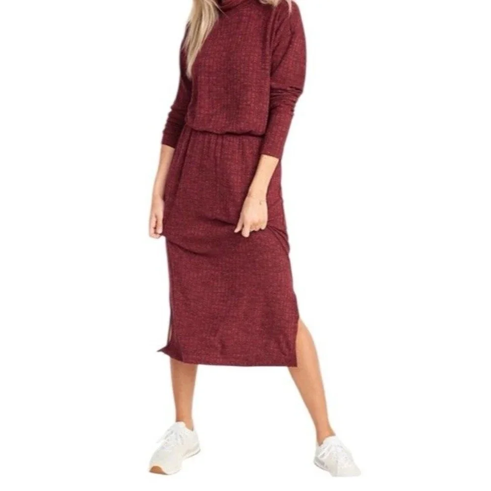 open lace back dress 1940s Red High Waist Knitted Sweater Long Sleeve Vintage Dress, Red / S main image 0